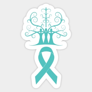 Ovarian Cancer Awareness Teal Ribbon Sisters Tree Of Life Sticker